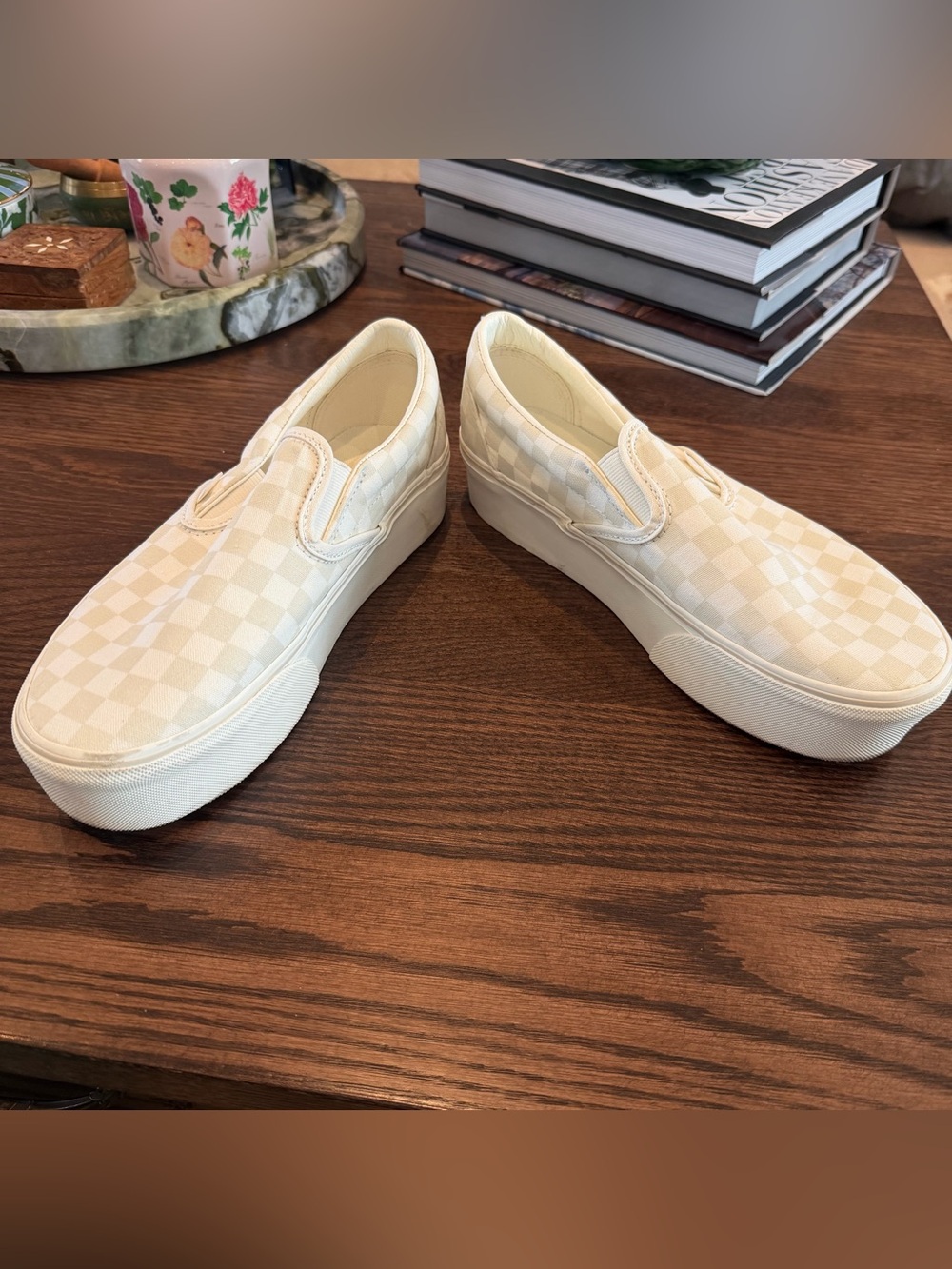 Women's Size 10 Vans White Canvas platform Slip-On Sneakers - Picture 5 of 7